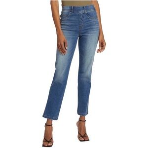 Spanx XS Pull On Denim Straight Leg Jeans Vintage Indigo Stretch Tummy Control